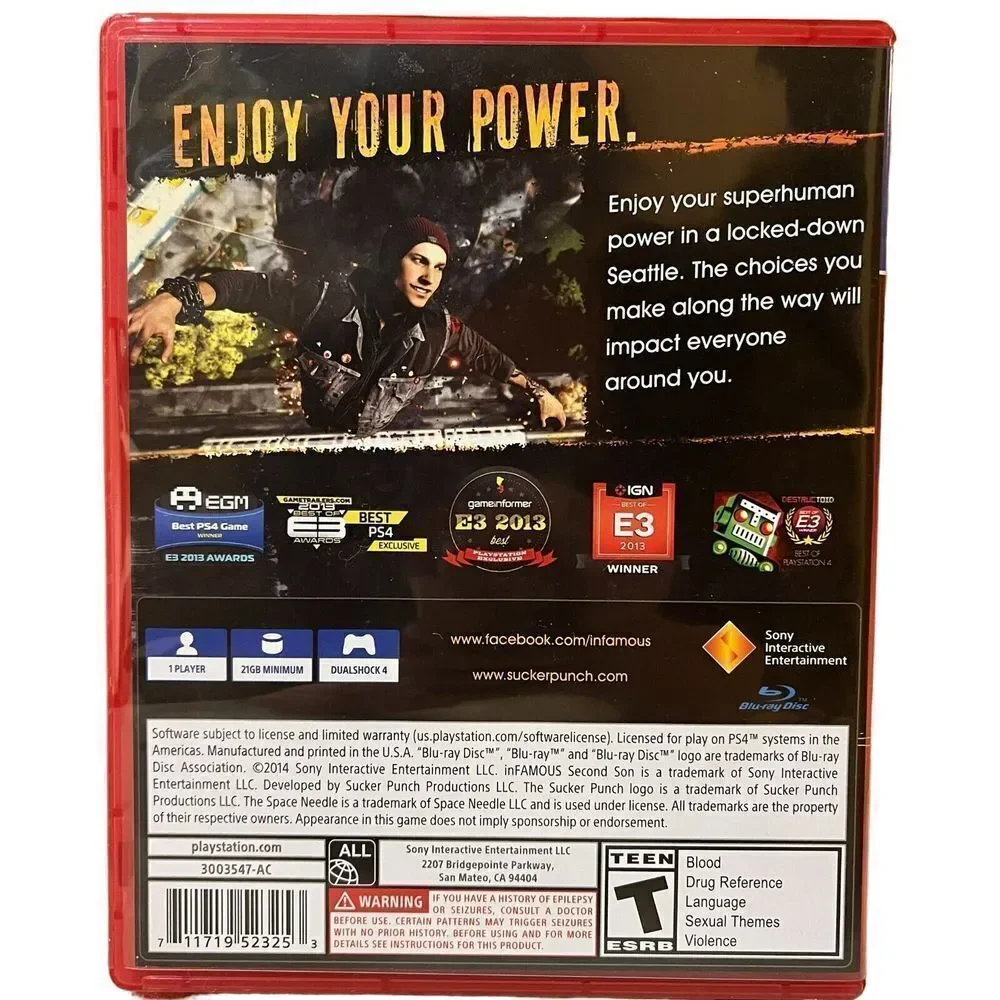 Infamous Second Son PS4 PlayStation Hits Edition Sony Interactive Entertainment